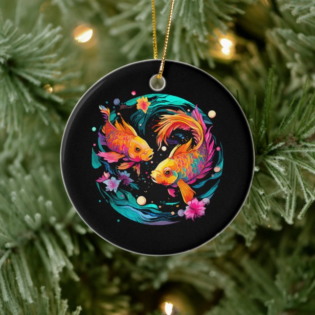 Pisces Astrologie-Zeichen Keramik Ornament (Baum)