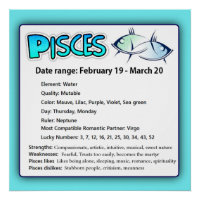 Pisces Astrologisches Horoskop Zodiac-Zeichenposte