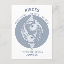 Pisces Astrology Art Nouveau CC0026 Glückwunsch Ge
