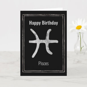Pisces astrology zodiac Silber glücklich Geburtsta Karte