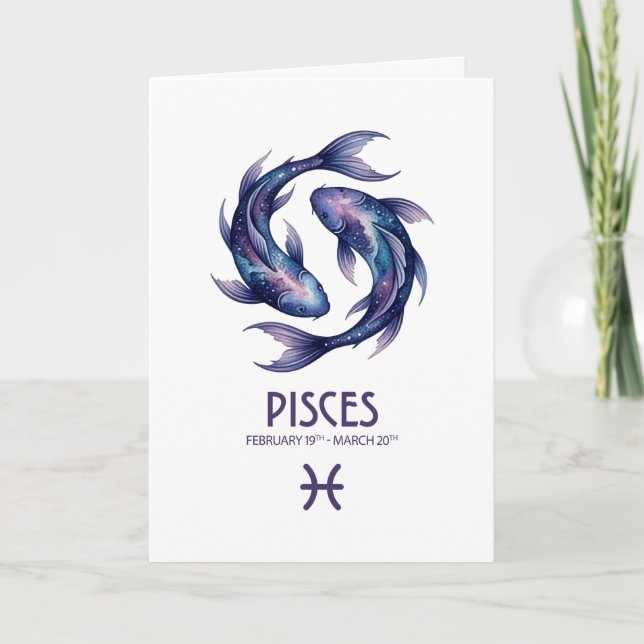 Pisces Birthday Card Feiertagskarte (Vorderseite)