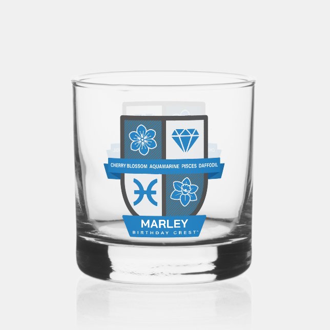 Pisces Birthday Crest™ for March 1-20 Whiskyglas (Vorderseite)