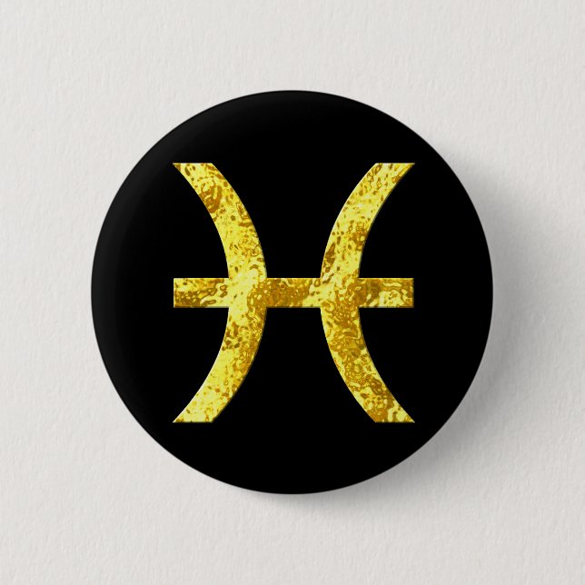 Pisces Black Gold Tasten Button (Vorderseite)