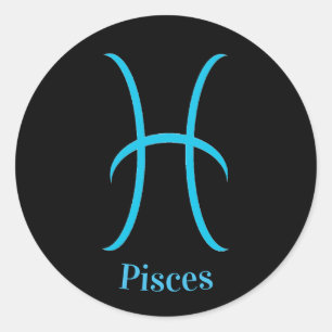 Pisces Black Zodiac Symbol Runder Aufkleber