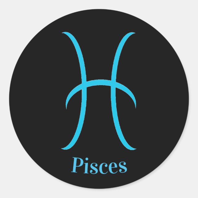 Pisces Black Zodiac Symbol Runder Aufkleber (Vorderseite)