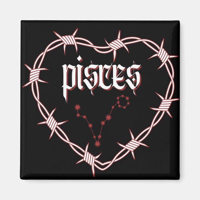Pisces Constellation Gothic Ästhetik Barbed Wire Magnet (Vorne)