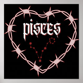 Pisces Constellation Gothic Dark Celestial Art Poster