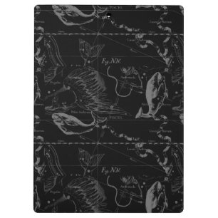 Pisces Constellation Hevelius 1690 auf Schwarz Klemmbrett