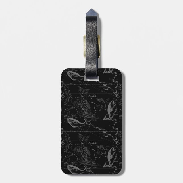 Pisces Constellation Hevelius 1690 Karte Gravieren Gepäckanhänger (Rückseite vertikal)