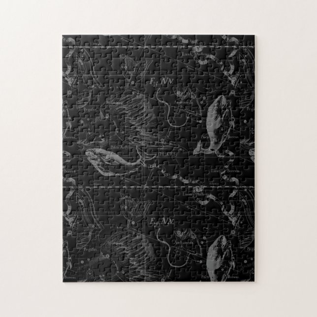 Pisces Constellation Map by Hevelius 1690 Puzzle (Vertikal)