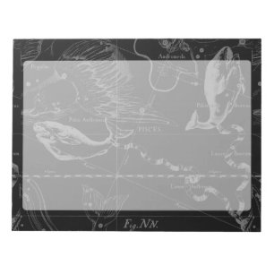 Pisces Constellation Map Hevelius 1690 Graving Notizblock