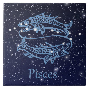 Pisces Constellation und Zodiac Sign with Stars Fliese