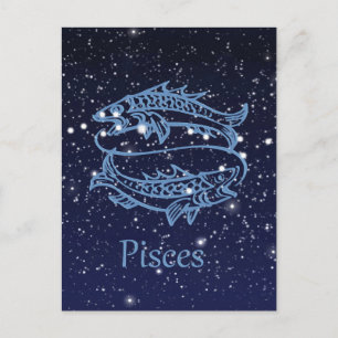 Pisces Constellation und Zodiac Sign with Stars Postkarte
