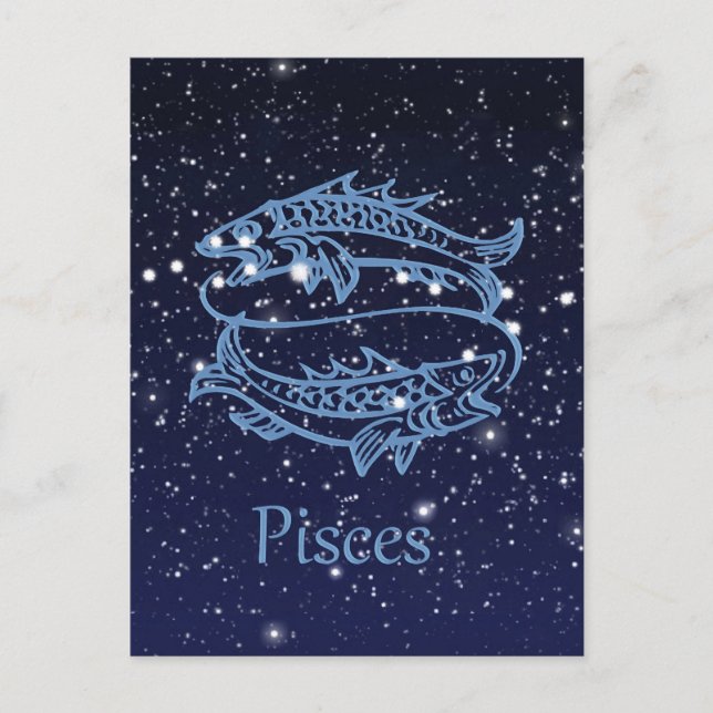 Pisces Constellation und Zodiac Sign with Stars Postkarte (Vorderseite)