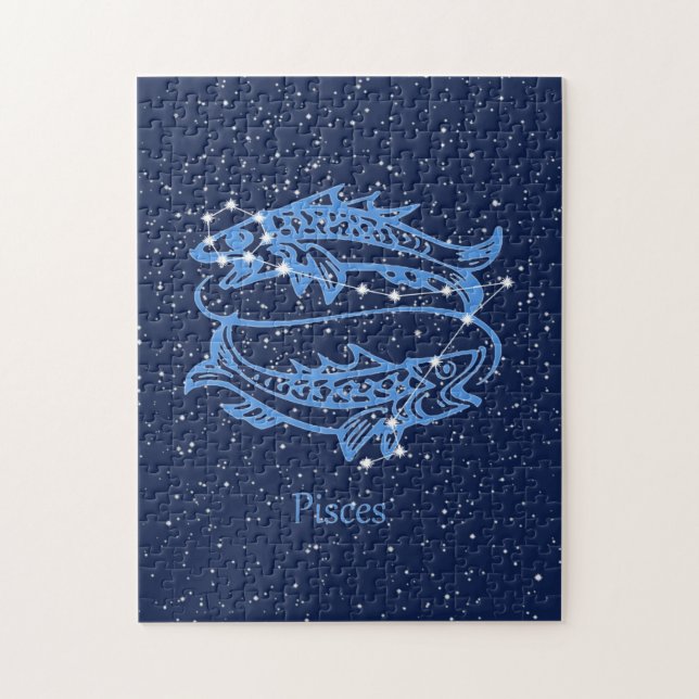 Pisces Constellation und Zodiac Sign with Stars Puzzle (Vertikal)