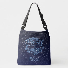 Pisces Constellation und Zodiac Sign with Stars Tragetaschen Mit Langen Trägern