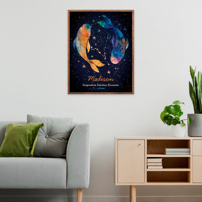 Pisces Constellation Zodiac Watercolor Star Galaxy Poster (Von Creator hochgeladen)