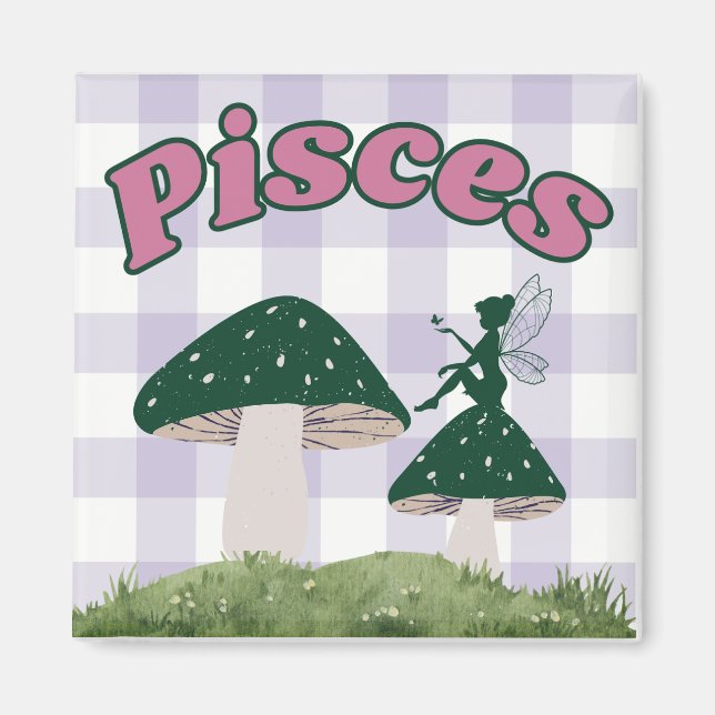 Pisces Cotattcore Aesthetic Fairy Mushroom Art Magnet (Vorne)