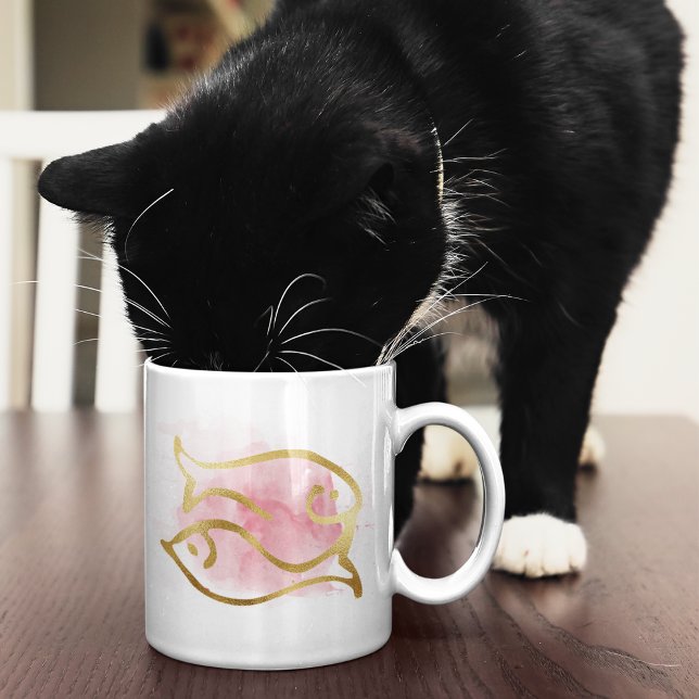 Pisces Customizable Watercolor Zodiac Design Coffe Kaffeetasse (Von Creator hochgeladen)