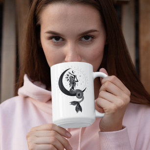 Pisces Dancing Girl 15oz Black Rim Tasse
