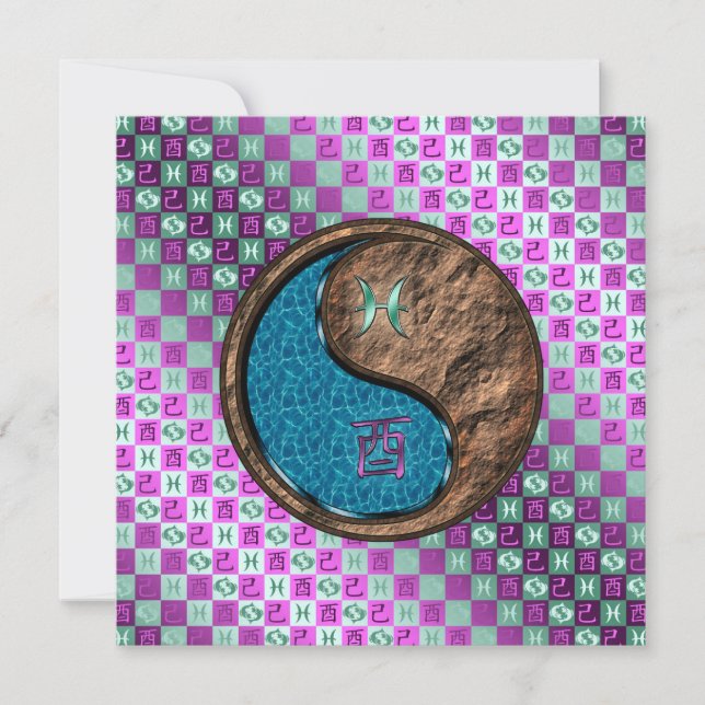 Pisces & Earth Rooster Karte (Vorderseite)
