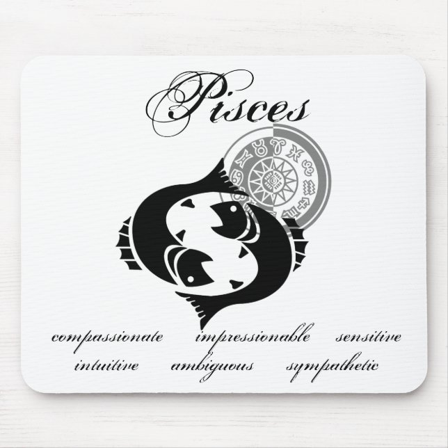 Pisces-Eigenschaften im griechischen Stil Zodiac Mousepad (Vorne)