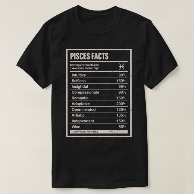 Pisces Facts Apparel For Men And Women Funny Zodia T-Shirt (Design vorne)