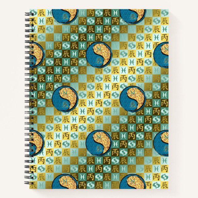 Pisces & Fire Dragon Notizbuch (Vorderseite)