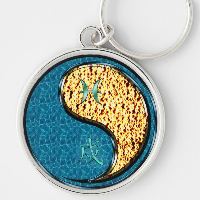 Pisces & Fire Hund Schlüsselanhänger (Vorne)