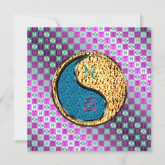 Pisces & Fire Rooster Karte (Vorderseite)