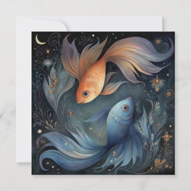 Pisces Fish Zodiac Astrology Mystical Birthday Karte (Vorderseite)