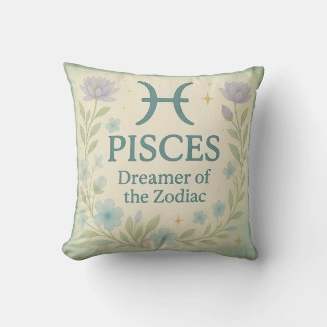 Pisces Gift Pillow – Dreamer of the Zodiac Astrolo Kissen (Vorderseite)