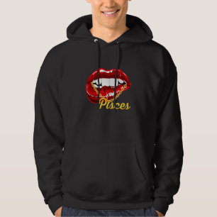 Pisces Girl Juicy Lips Goldene Kette Astrologie Zo Hoodie