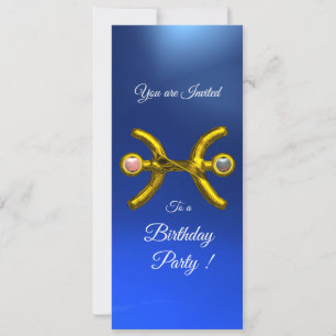 PISCES Gold Aqua Blue Zodiac Geburtstagsparty Einladung