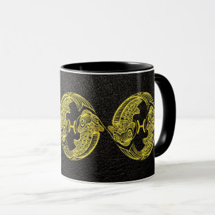 Pisces Gold auf Leder Tasse