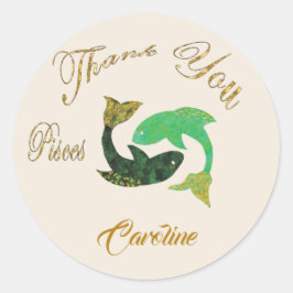 Pisces Gold Glitzer Vielen Dank Runder Aufkleber