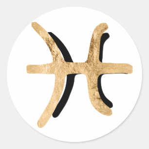 Pisces gold schwarze Textur zodiac Konstellation Runder Aufkleber