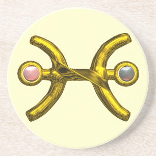 PISCES GOLD ZODIAC BIRTHDAY JEWEL Pearl Ivory Getränkeuntersetzer