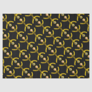 PISCES GOLD ZODIAC BIRTHDAY JEWEL UND PEARLS Black Seidenpapier
