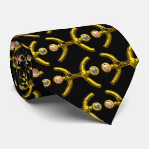 PISCES,Gold Zodiac Geburtstagsjuwel, schwarz Krawatte