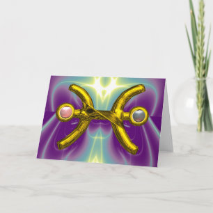 PISCES Gold Zodiac Geburtstagszeichen, Weißrosa Pe Karte