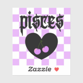 Pisces Gothic Aesthetic Checkered Cherry Art Aufkleber