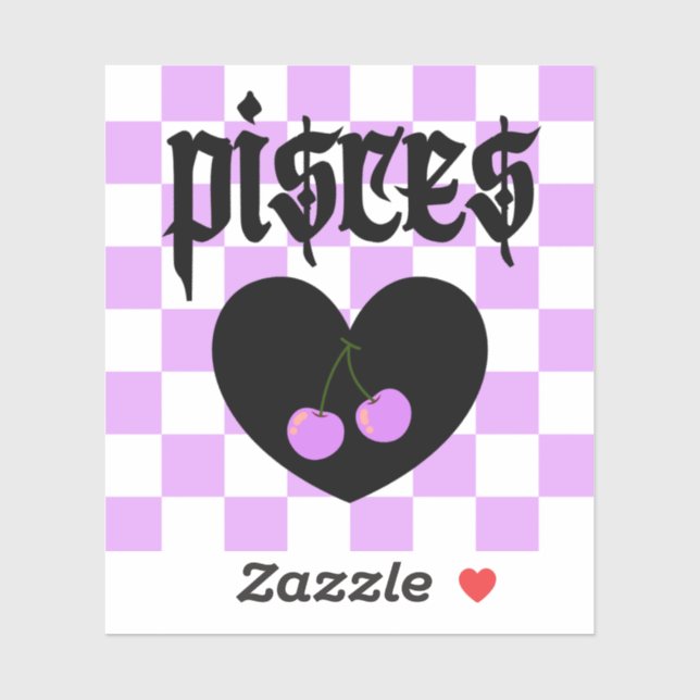 Pisces Gothic Aesthetic Checkered Cherry Art Aufkleber (Blatt)