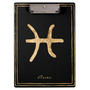 Pisces Hammergoldstylisierte Astrologie-Symbol Klemmbrett