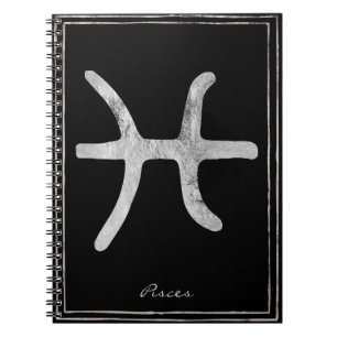 Pisces Hammersilber stilisierte Astrologie-Symbol Notizblock