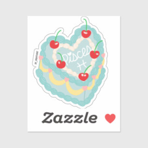 Pisces Heart Cake Aufkleber