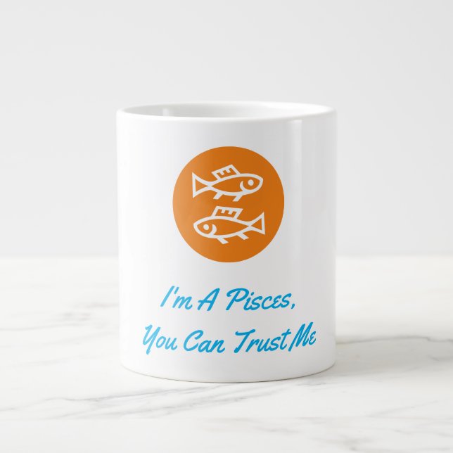 Pisces Horoscope Zodiac Sign Modern Minimalistisch Jumbo-Tasse (Vorderseite)