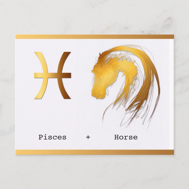 Pisces Horse Chinese Western Astrologie Geburtstag Postkarte (Vorderseite)
