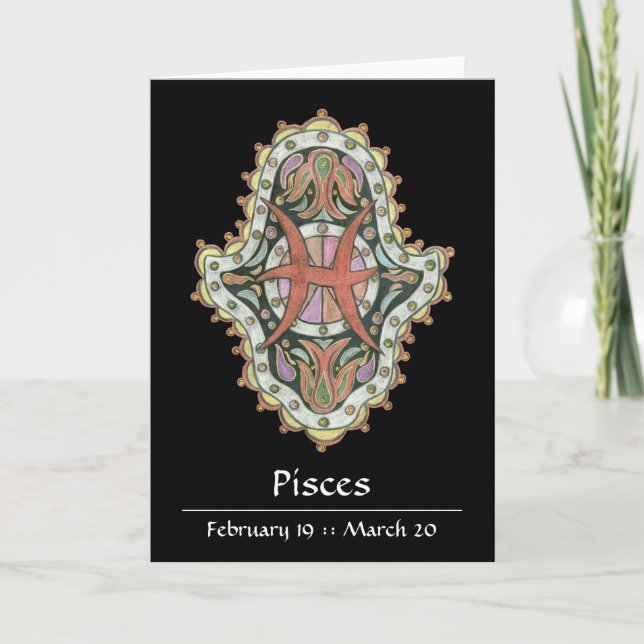 Pisces Khamsa Note Card Karte (Vorderseite)