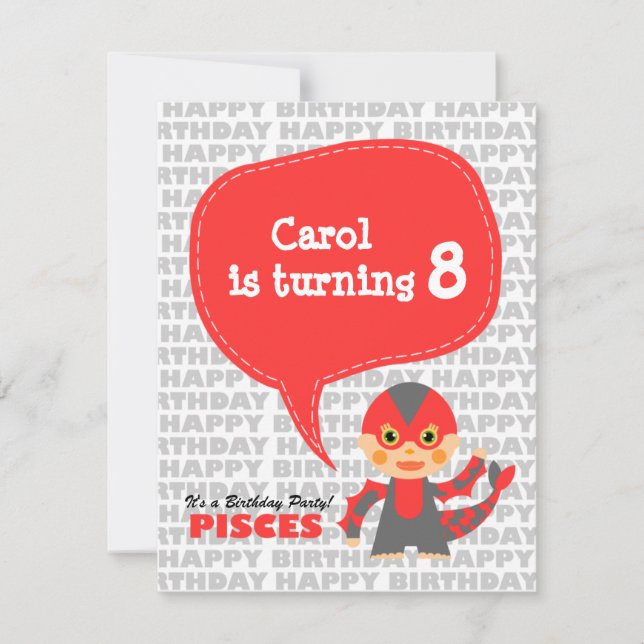 Pisces Kids-Party Einladung (Vorderseite)